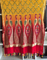 Peacock Theme Pure Banarasi Georgette Meenakari Bandhani Dupatta