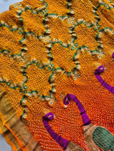 Peacock Theme Pure Banarasi Georgette Meenakari Bandhani Dupatta