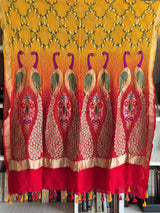 Peacock Theme Pure Banarasi Georgette Meenakari Bandhani Dupatta