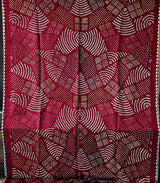 Geometric Theme Maroon Pure Gajji Silk Bandhani Saree