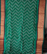 Green and Maroon Kanjivaram Silk Bandhani Saree