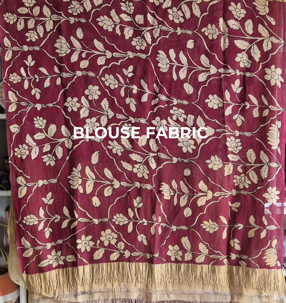Maroon Mughlai Floral Pure Banarsee Georgette Kalamkari Saree