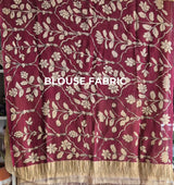 Maroon Mughlai Floral Pure Banarsee Georgette Kalamkari Saree