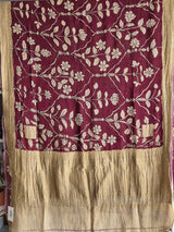 Maroon Mughlai Floral Pure Banarsee Georgette Kalamkari Saree