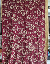 Maroon Mughlai Floral Pure Banarsee Georgette Kalamkari Saree