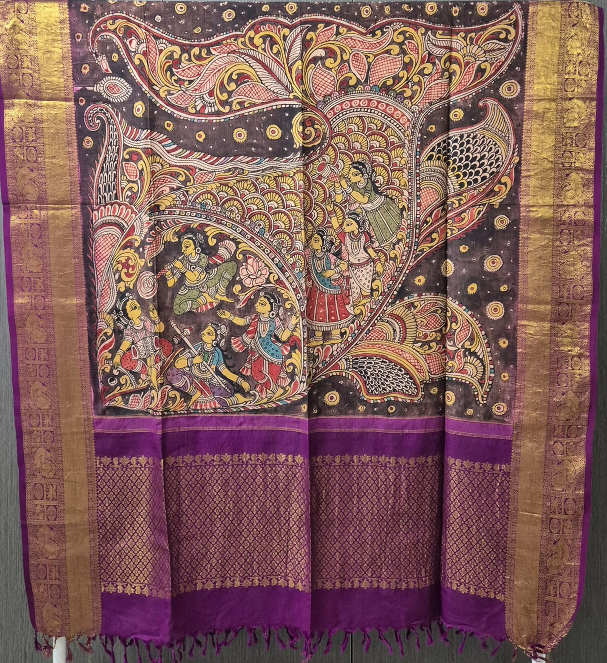 matsya-gopika-kanchipattu-kalamkari-dupatta