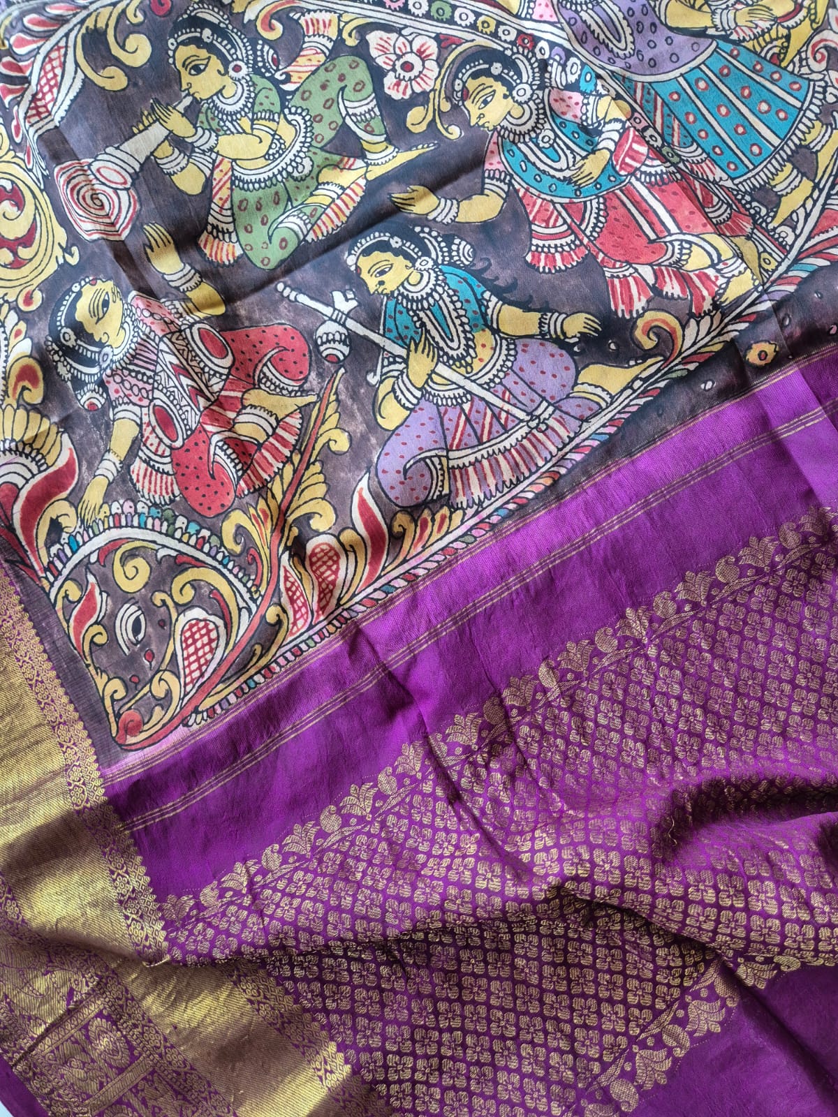 matsya-gopika-kanchipattu-kalamkari-dupatta