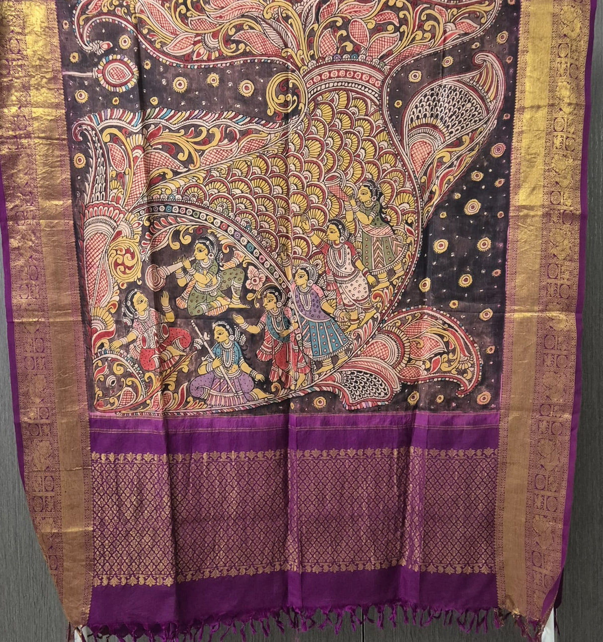 matsya-gopika-kanchipattu-kalamkari-dupatta