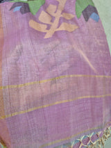 Mauve Base with Peach Stems Handloom Tissue Silk Saree with Jamdani weaving