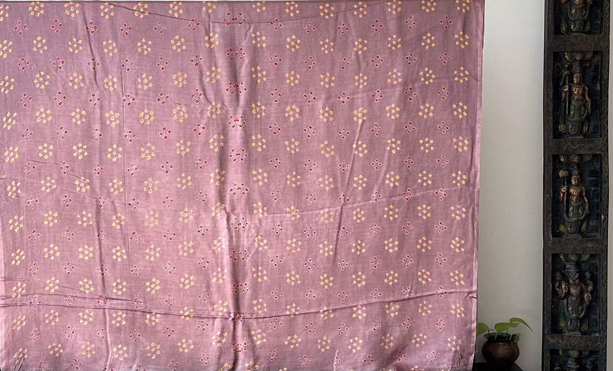 Mauve Pure Gajji Silk Bandhani Saree