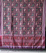 Mauve Nari Kunjar Pure Silk Double Ikat/Patan Patola Dupatta