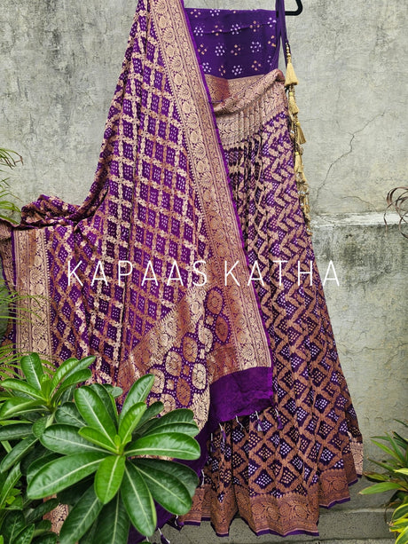 mesmerizing-purple-pure-banarsi-georgette-bandhani-lehenga