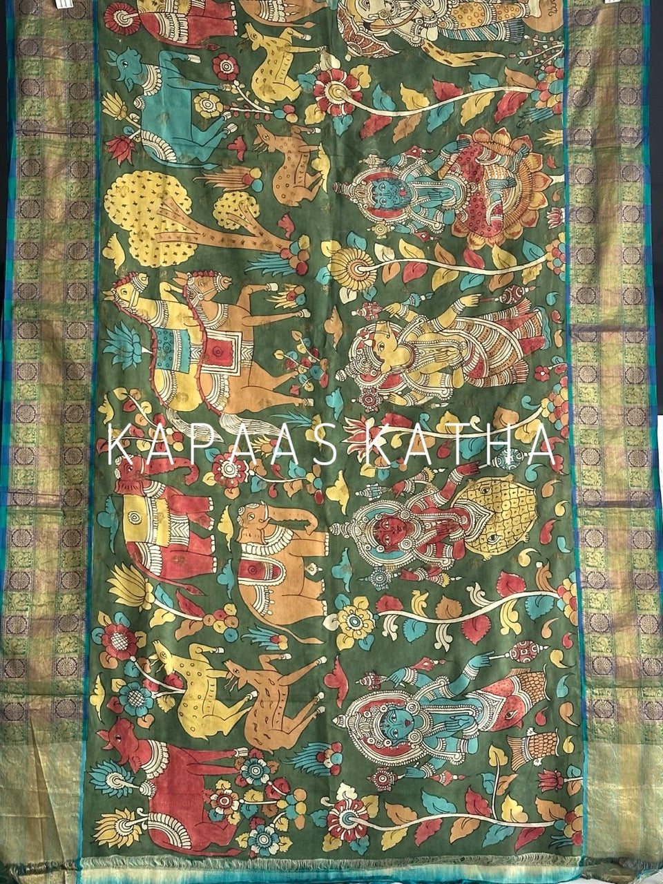 mor-hari-hues-divine-theme-kanjivaram-silk-kalamkari-saree