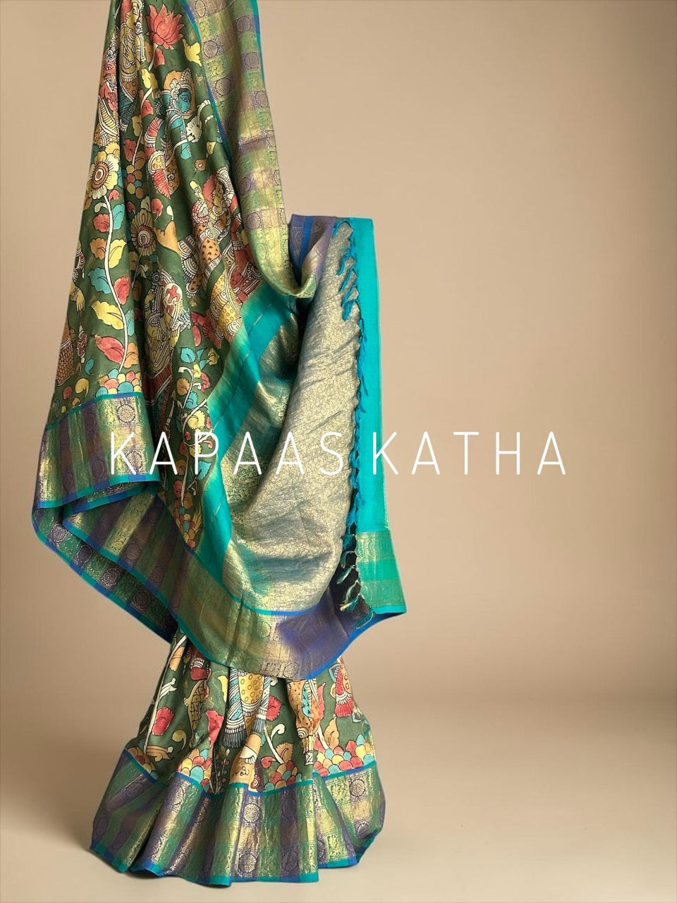 mor-hari-hues-divine-theme-kanjivaram-silk-kalamkari-saree