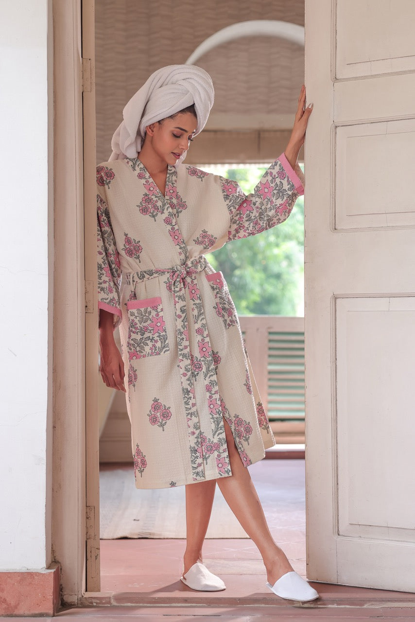 Morning Bloom Waffle Cotton Robe