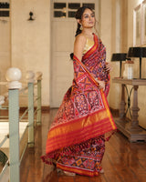 mulberry-silk-maroon-red-single-ikat-saree