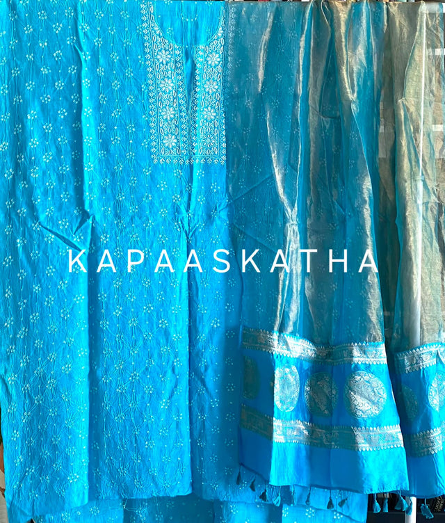 munga-silk-bandhani-chikakari-unstitched-bandhani-suit-set