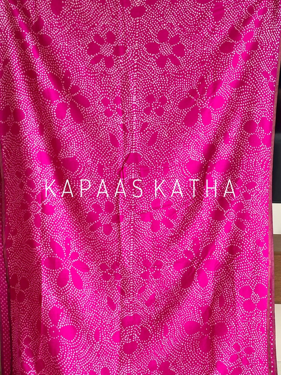 Munga Silk Bandhani Saree in Rani Pink | Kapaas Katha