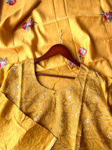 mustard-mul-chanderi-embroidered-semi-stitched-kurta-set
