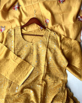mustard-mul-chanderi-embroidered-semi-stitched-kurta-set
