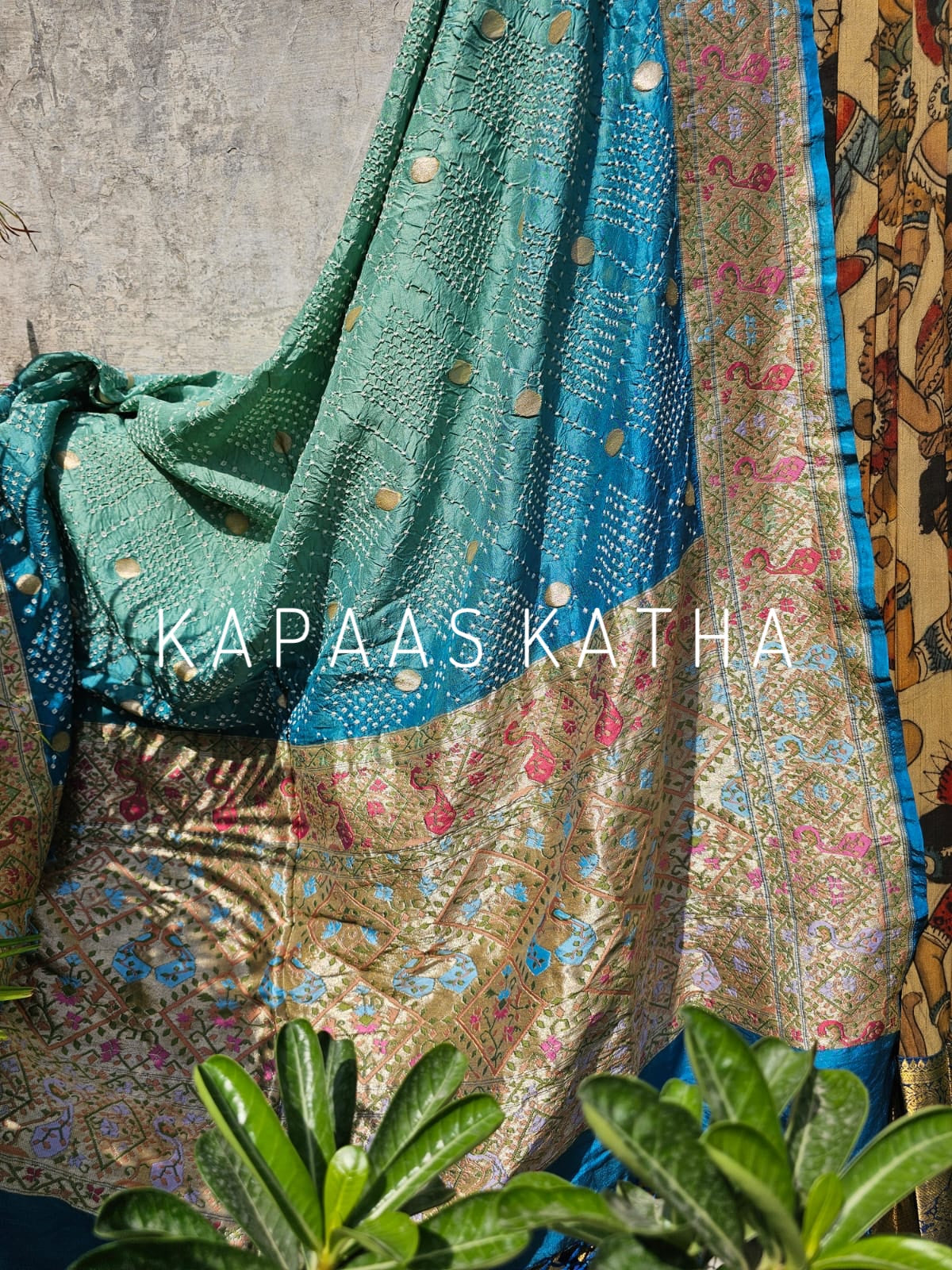 mysore-crepe-kalamkari-lehenga-with-kanjivaram-border