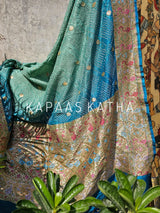 mysore-crepe-kalamkari-lehenga-with-kanjivaram-border
