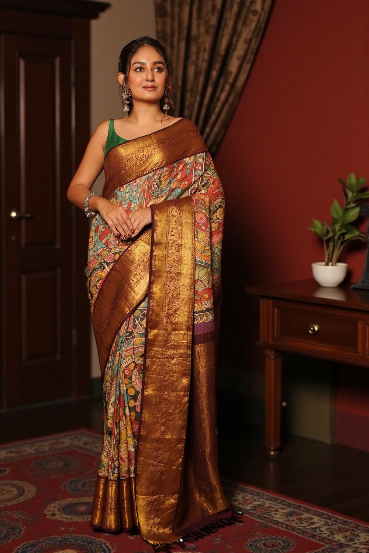 mythological-kalamkari-kanjivaram-silk-saree