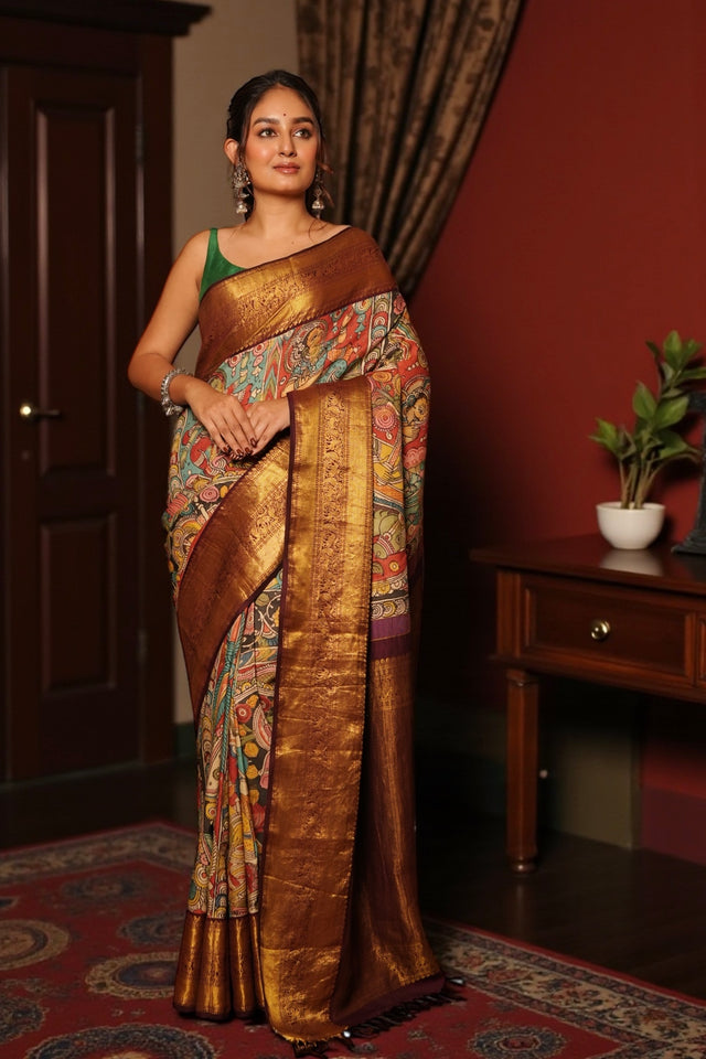 mythological-kalamkari-kanjivaram-silk-saree