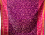 Navratna Pattern Pink and Purple Handloom Pure Silk Single Ikat Patola Blouse Fabric