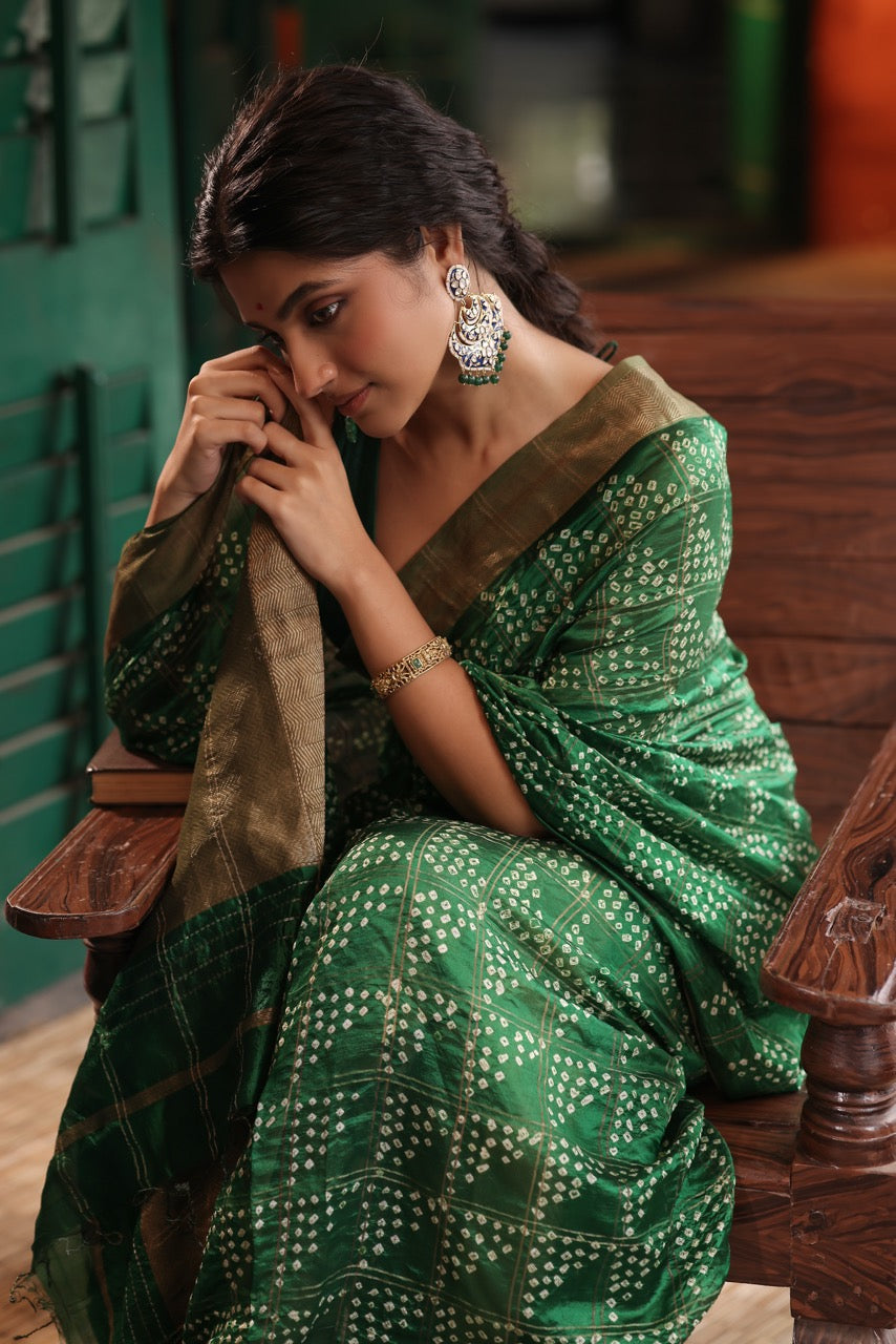 Neel Kamal Meenakari 92.5 Silver Chandbali Earrings with Moissanite Polki