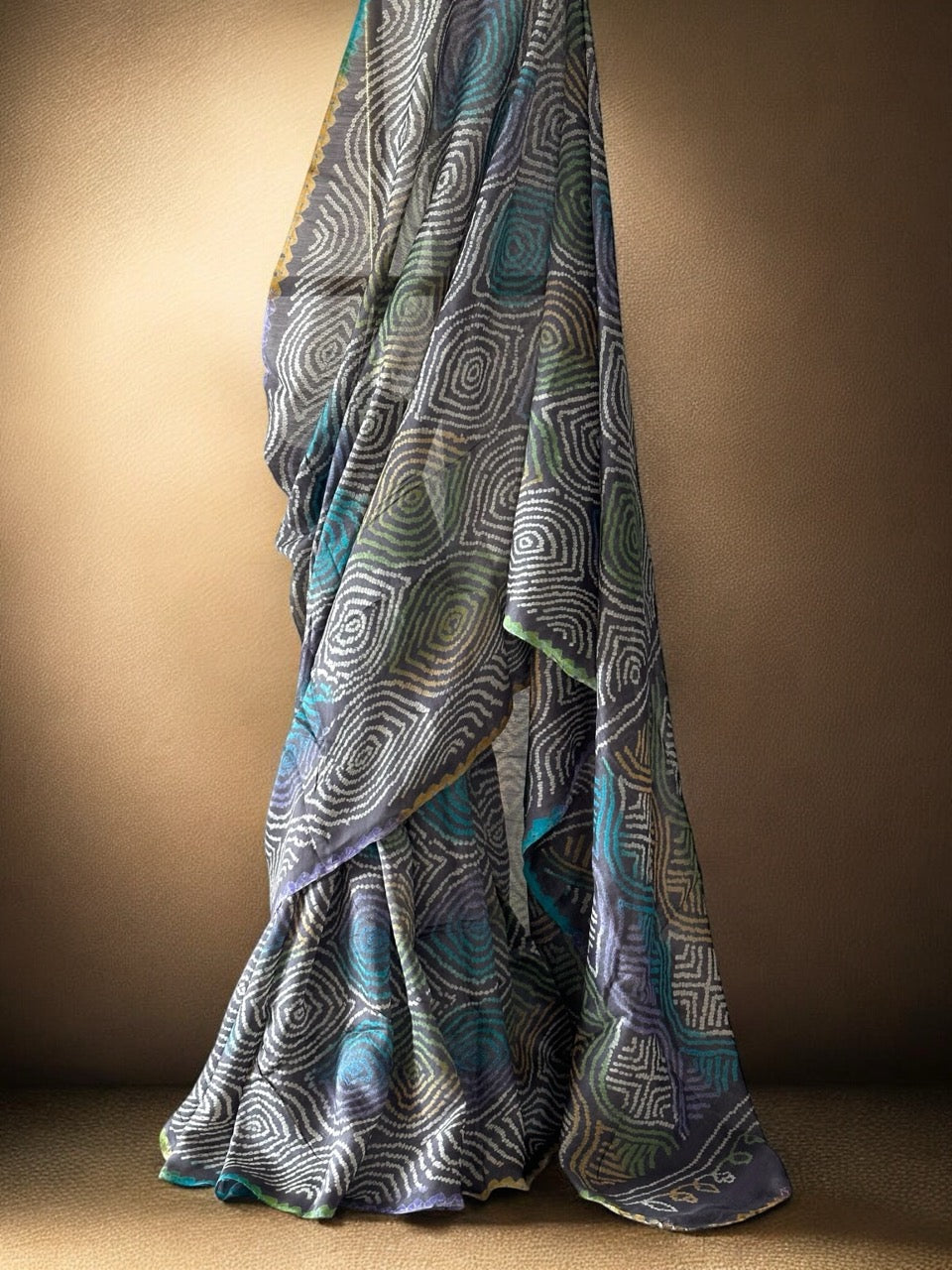 neelchakra-grey-munga-silk-bandhani-saree-with-multicoloured-bandhani