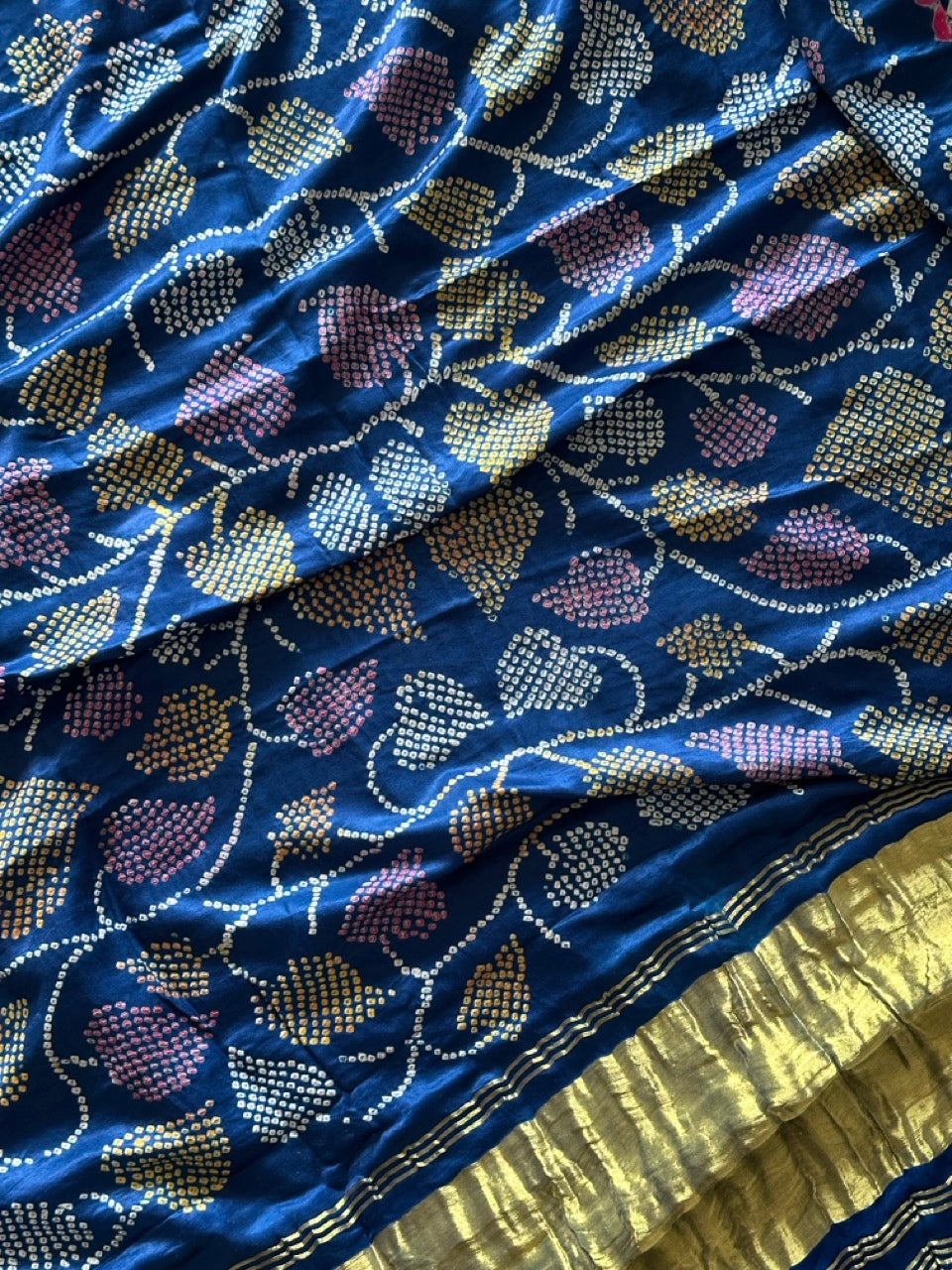 neelpushpa-pure-gajji-silk-bandhani-saree-with-multicoloured-bandhej