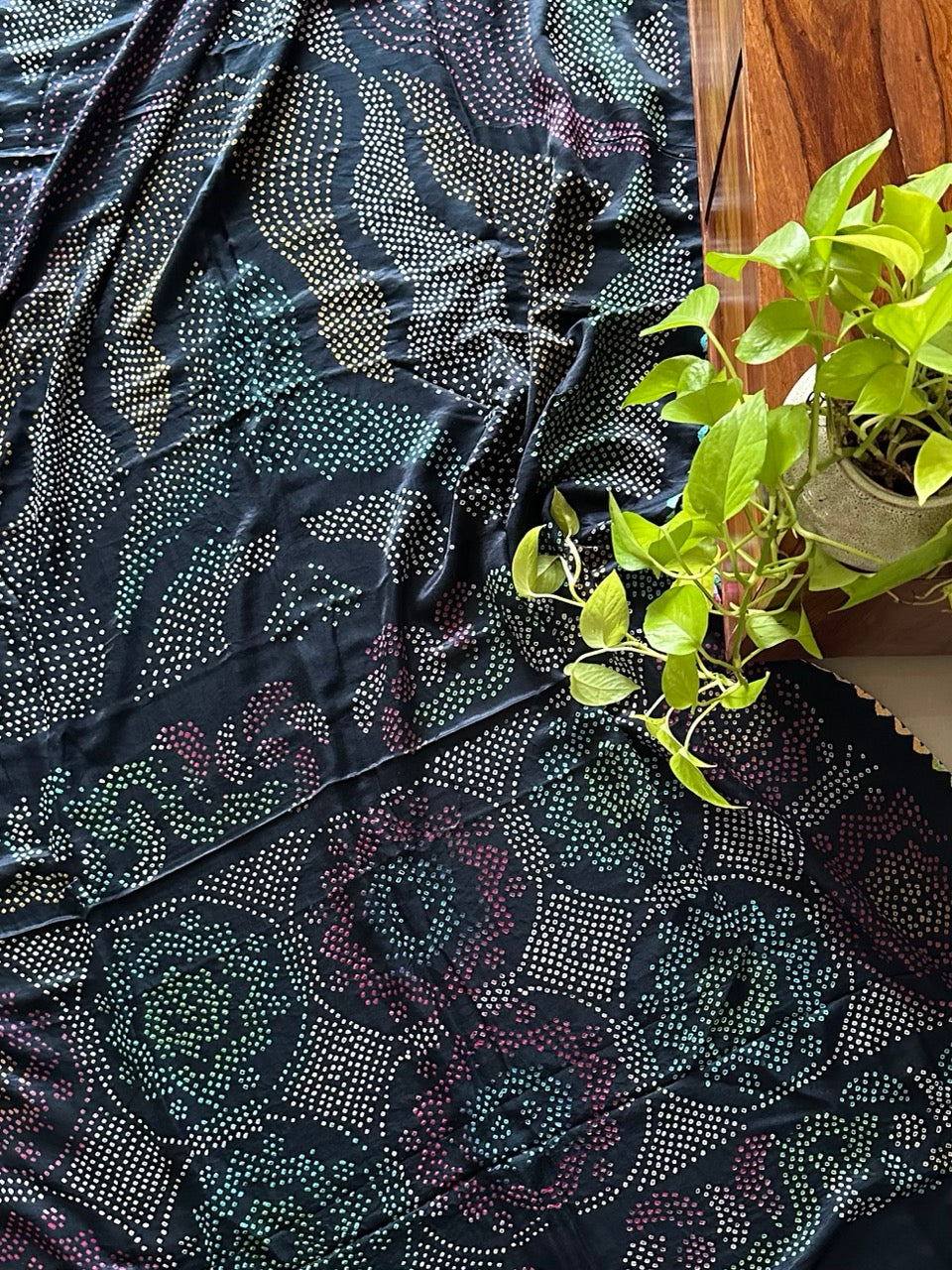 Neelratna - Black Pure Gajji Silk Bandhani Saree