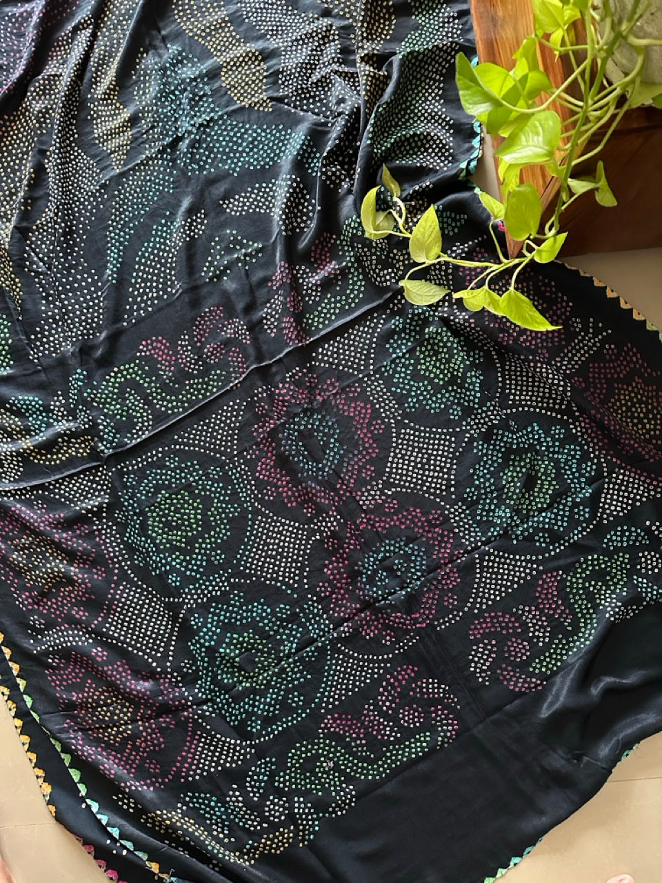 Neelratna - Black Pure Gajji Silk Bandhani Saree