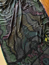 Neelratna - Black Pure Gajji Silk Bandhani Saree
