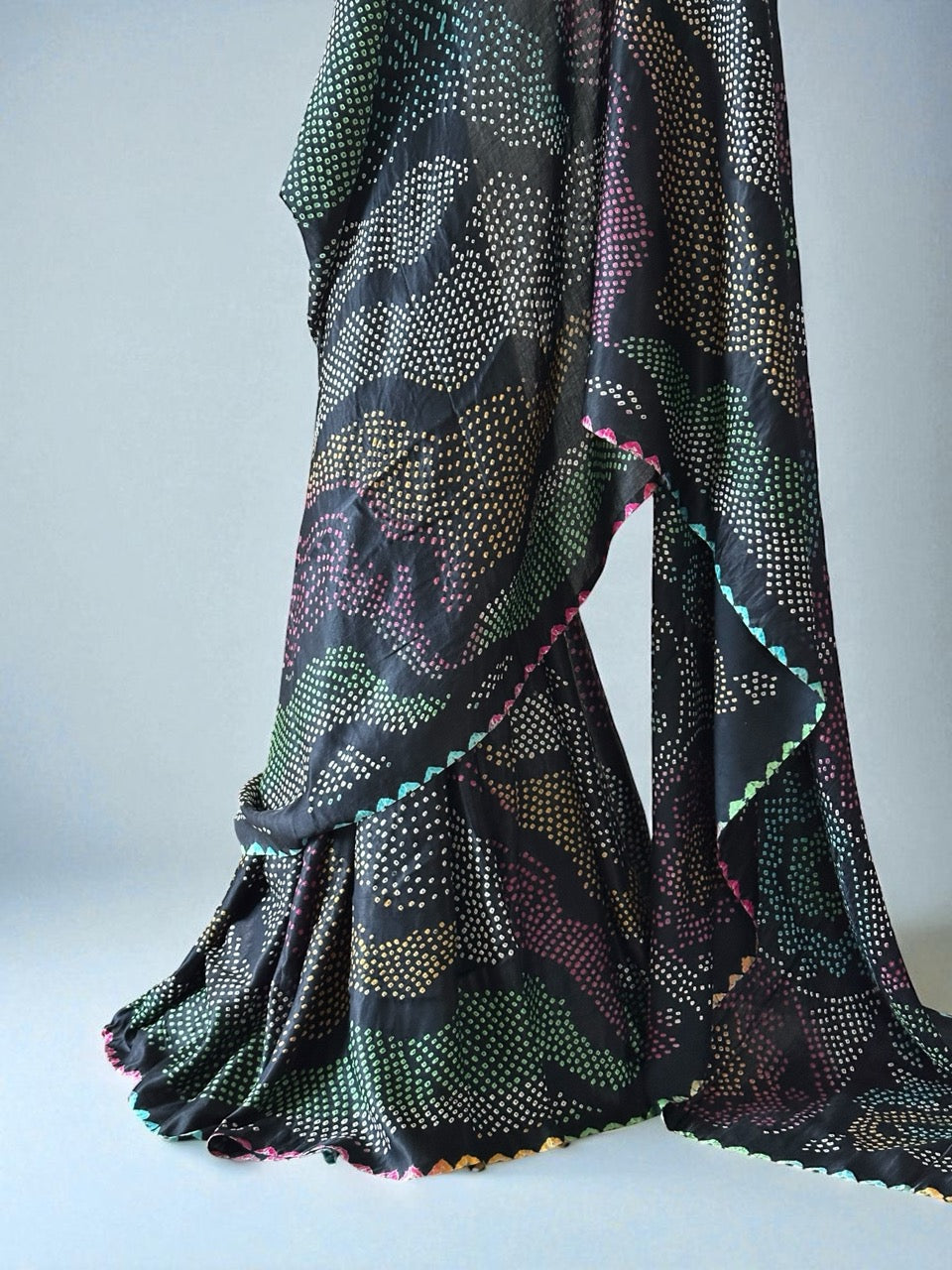 Neelratna - Black Pure Gajji Silk Bandhani Saree