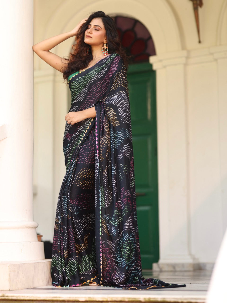 neelratna-black-pure-gajji-silk-bandhani-saree
