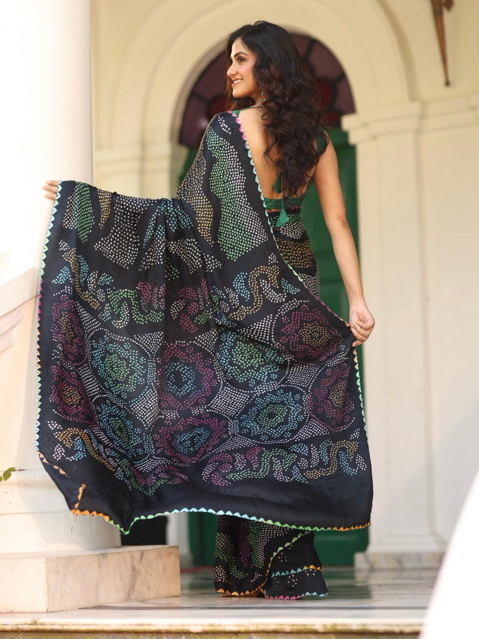 neelratna-black-pure-gajji-silk-bandhani-saree