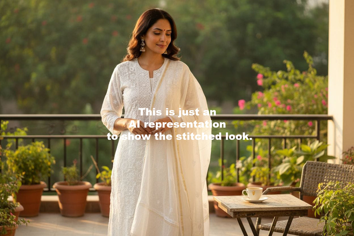 Neerja - Chikankari Chanderi Mul Unstitched Suit Set