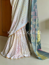 Multicolour Bandhej Gajji Silk Saree in Grey | Kapaas Katha