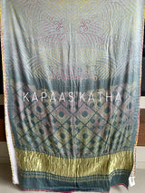 Multicolour Bandhej Gajji Silk Saree in Grey | Kapaas Katha
