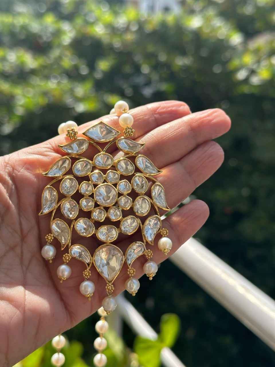 Noor-e-Moti - Light of Pearls and Polki Sparkle Necklace Set