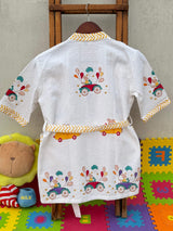 handblock printed nursery car theme cotton bathrobes for kids with international shipping