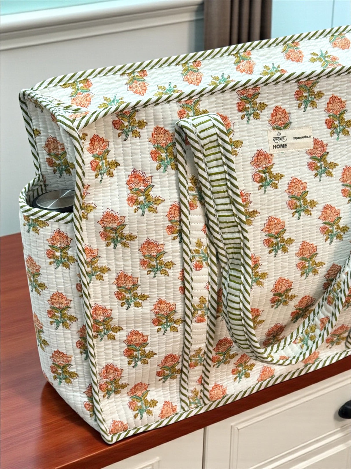 orange-floral-tote-bag-handmade-classic-look