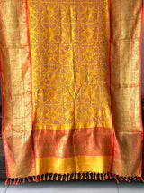 Bandhanika - Orange and Yellow Kanjivaram Silk Bandhani Dupatta
