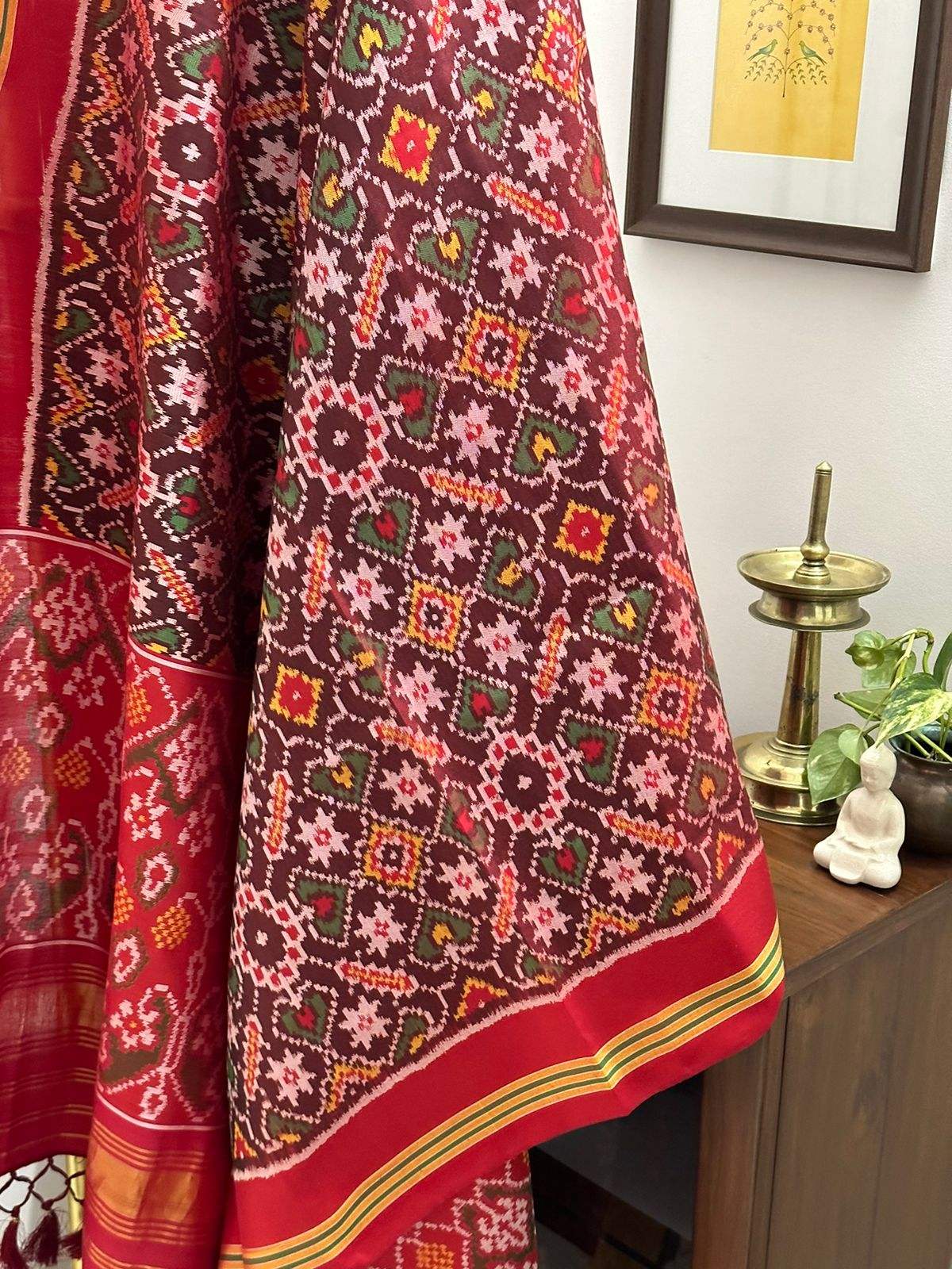 Handloom pure silk single ikat/patola dupatta