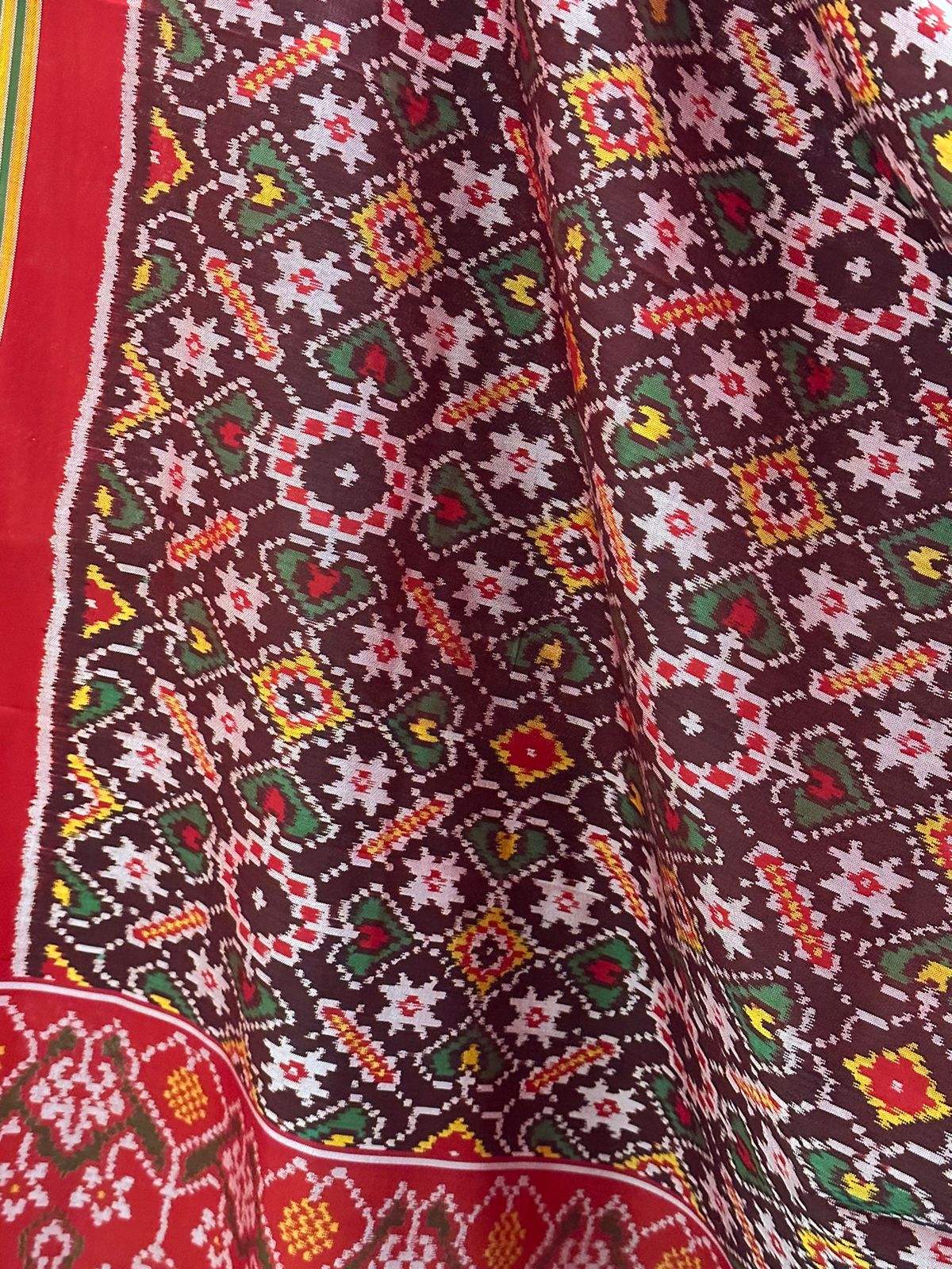 Handloom pure silk single ikat/patola dupatta