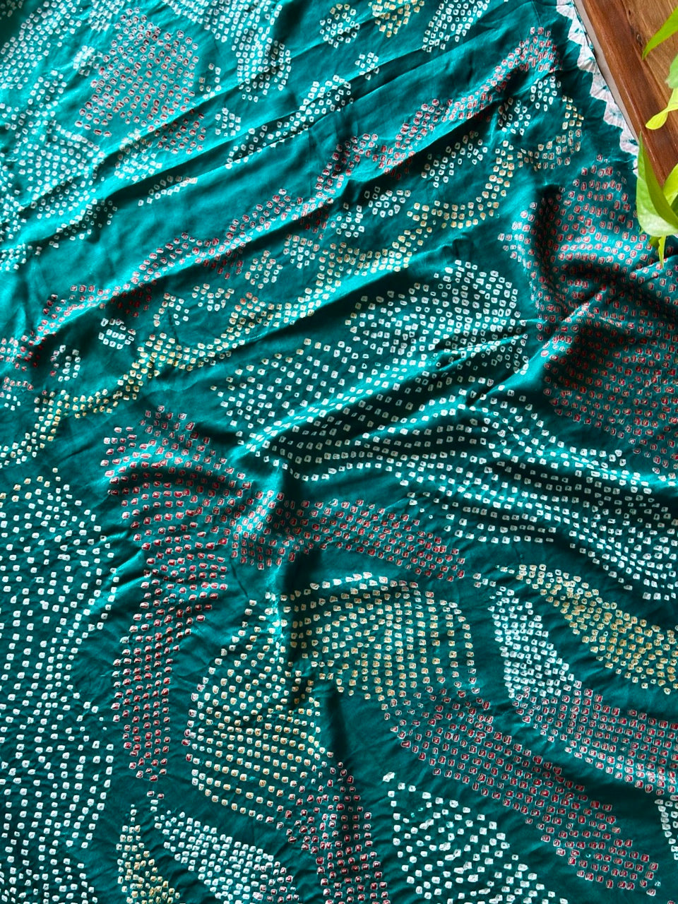 panna-rekha-turquoise-green-pure-gajji-silk-bandhani-saree