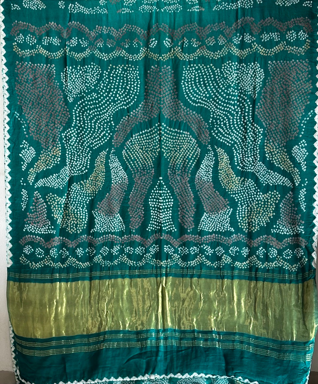 panna-rekha-turquoise-green-pure-gajji-silk-bandhani-saree