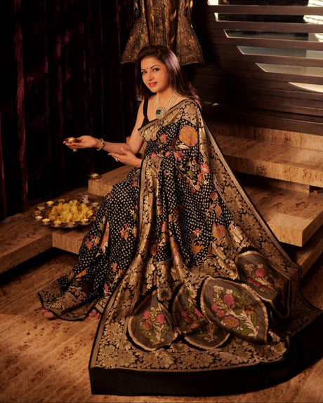 pavitra-panna-luxurious-black-handloom-pure-banarasi-georgette-meenakari-bandhani-saree
